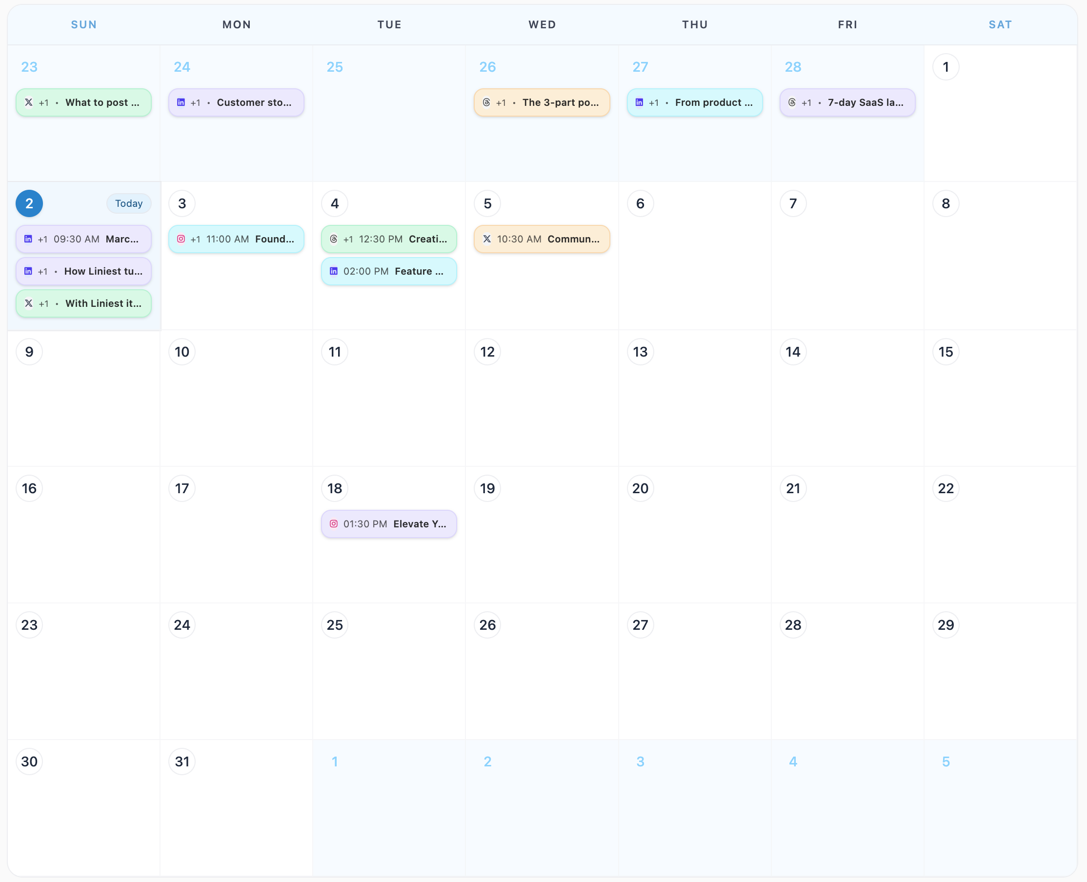 See what will be posted and when.